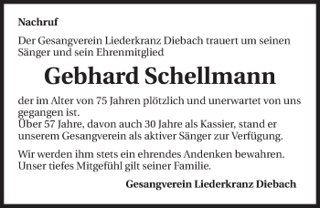 Traueranzeige von Gebhard Schellmann 