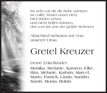 Traueranzeige von Gretel Kreuzer 