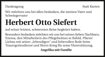 Traueranzeige von Herbert Otto Siefert 