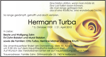 Traueranzeige von Hermann Turba 
