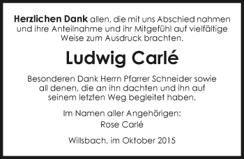 Traueranzeige von Ludwig Carlè 