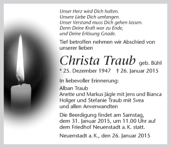 Traueranzeige von Christa Traub 
