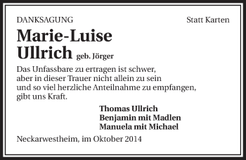 Traueranzeige von Marie-Luise Ullrich 