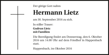 Traueranzeige von Hermann Lietz 