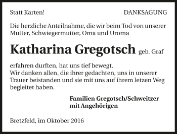 Traueranzeige von Katharina Gregotsch 