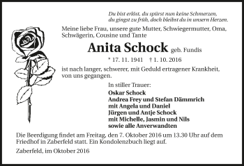 Traueranzeige von Anita Schock 