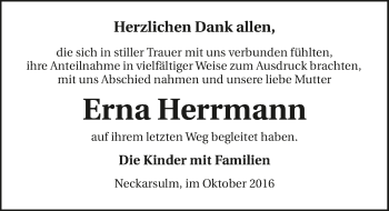 Traueranzeige von Erna Herrmann 