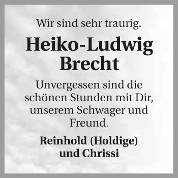 Traueranzeige von Heiko-Ludwig Brecht