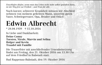 Traueranzeige von Edwin Albrecht 
