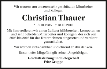 Traueranzeige von Christian Thauer 
