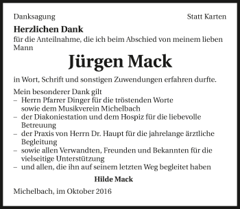Traueranzeige von Jürgen Mack 