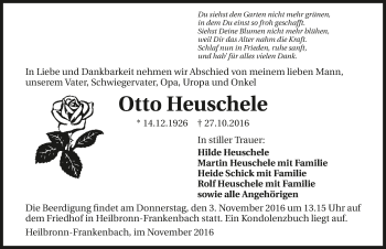 Traueranzeige von Otto Heuschele 
