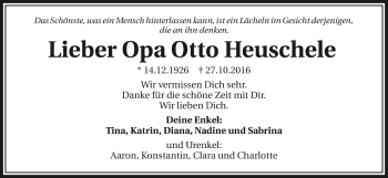 Traueranzeige von Otto Heuschele 