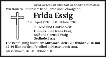 Traueranzeige von Frida Essig 