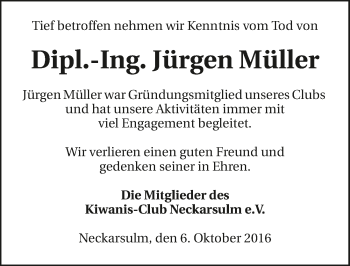 Traueranzeige von Jürgen Müller 