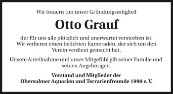 Traueranzeige von Otto Grauf 