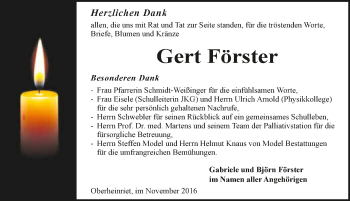 Traueranzeige von Gert Förster 