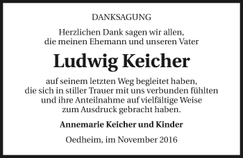 Traueranzeige von Ludwig Keicher 