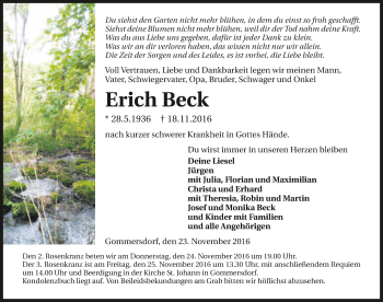 Traueranzeige von Erich Beck 