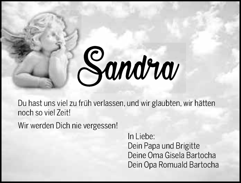  Traueranzeige für Sandra Bartocha vom 16.11.2016 aus 