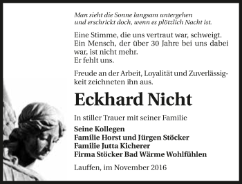 Traueranzeige von Eckhard Nicht 