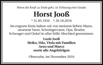 Traueranzeige von Horst Jooß 