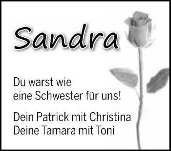 Traueranzeige von Sandra Bartocha 