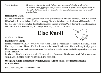 Traueranzeige von Else Knoll 