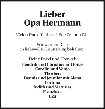 Traueranzeige von Hermann Keller 