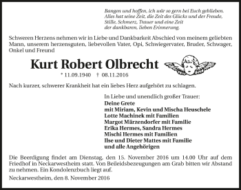 Traueranzeige von Kurt Robert Olbrecht 