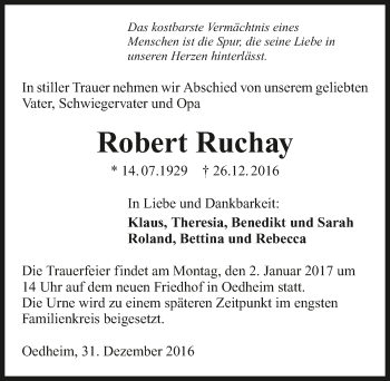 Traueranzeige von Robert Ruchay 