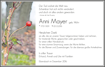 Traueranzeige von Anni Mayer 