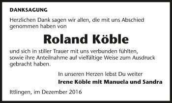 Traueranzeige von Roland Köble 