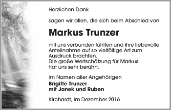 Traueranzeige von Markus Trunzer 