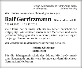 Traueranzeige von Ralf Gerritzmann 