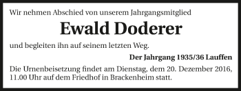 Traueranzeige von Ewald Doderer 