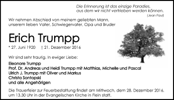 Traueranzeige von Erich Trumpp 