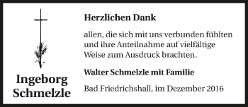Traueranzeige von Ingeborg Schmelzle 