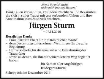 Traueranzeige von Jürgen Sturm 