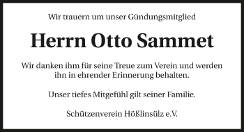 Traueranzeige von Otto Sammet 