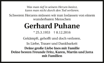 Traueranzeige von Gerhard Puhane 