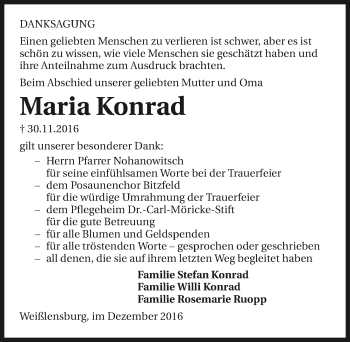 Traueranzeige von Maria Konrad 