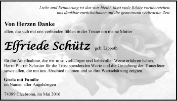 Traueranzeige von Elfriede Schütz 
