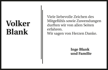 Traueranzeige von Volker Blank 