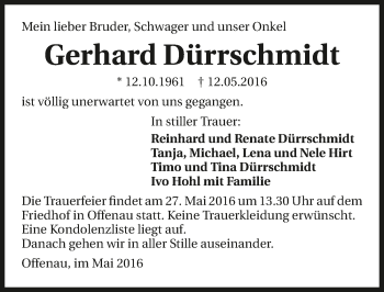 Traueranzeige von Gerhard Dürrschmidt 