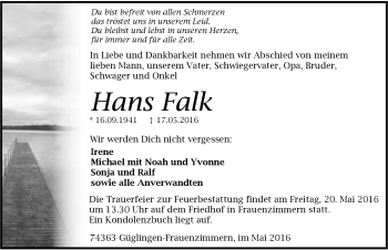 Traueranzeige von Hans Falk 
