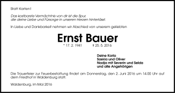 Traueranzeige von Ernst Bauer 