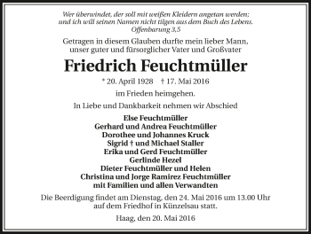 Traueranzeige von Friedrich Feuchtmüller 