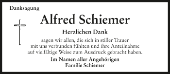 Traueranzeige von Alfred Schiemer 