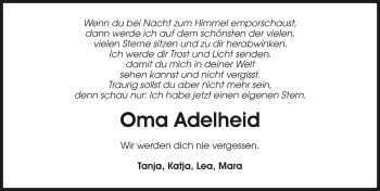 Traueranzeige von Adelheid Steinbrenner 